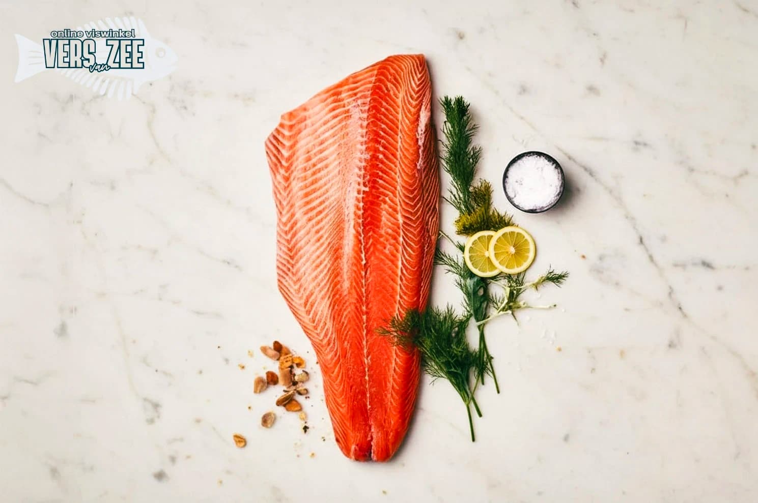 Verse zalm met kruiden en citroen